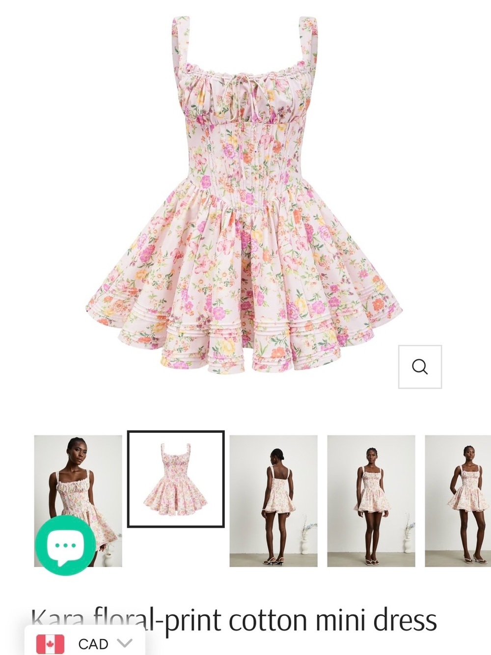 Pink Floral-Print Cotton Mini Dress